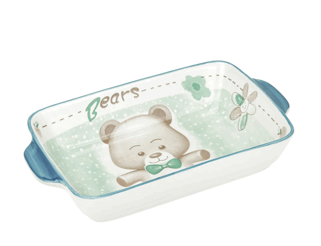 *Блюдо 231*139*53мм "Мишута" с/руч фарф. с/дек отв., ДМ 