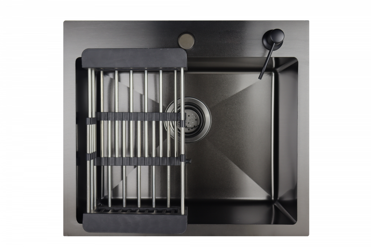 Мойка врезн. 50*44 Графит, кругл.выпуск, (дозатор, коландер, сифон) SIRIUSLINE SL5044G