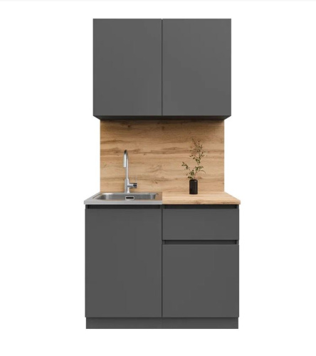 Кухня Лето 1,0м графит/графит/дуб вотан