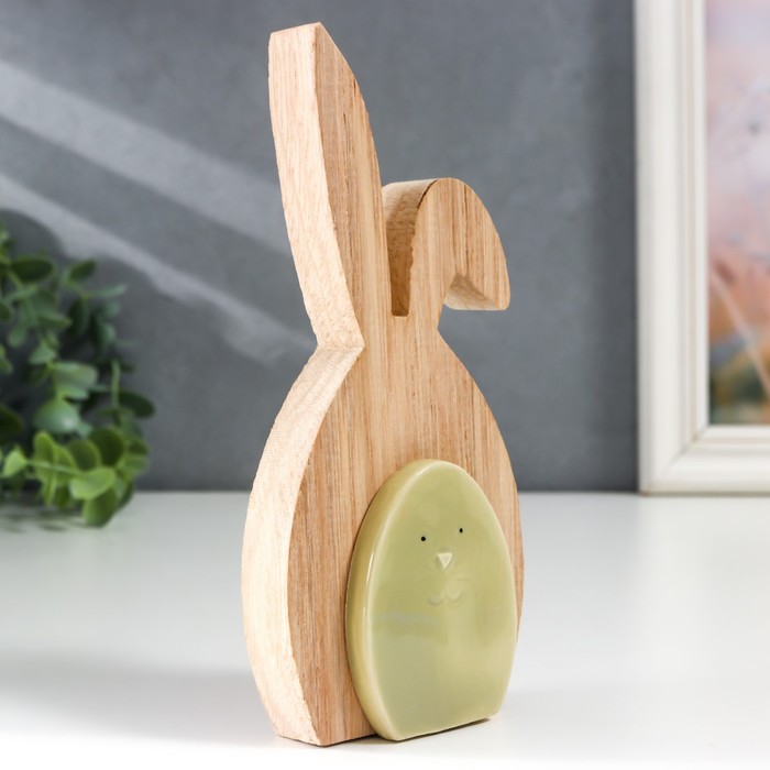 Сувенир "Зайчик зелёный" 15*3*7,4 см дерево, керамика   7374125