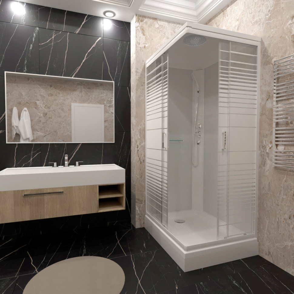 Кабина душевая Квадро Полосы 120*80 А ДН4 (7 мест+сифон D90)