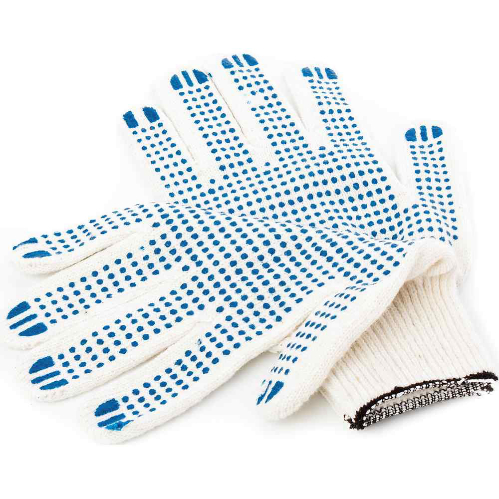 Перчатки Х/Б с ПВХ 5 нитей 10кл "REKOMA.RU" белые в инд. уп.