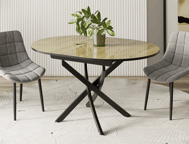 Стол обеденный Diamond Тип 3 (Черный муар/Бунратти глянец)