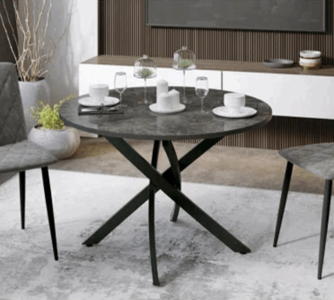 Стол обеденный Diamond Тип 2 (Черный муар/Ателье темный глянец)