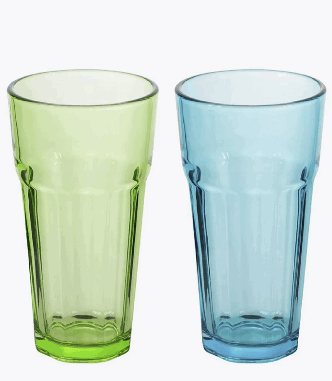 *Стакан стеклянный, 355 мл (цвета в ассортименте: бирюзовый/зелёный)