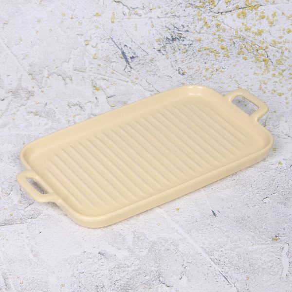 Блюдо керамическое "Акварель" 29*15*2,5см, бежевое 406-065