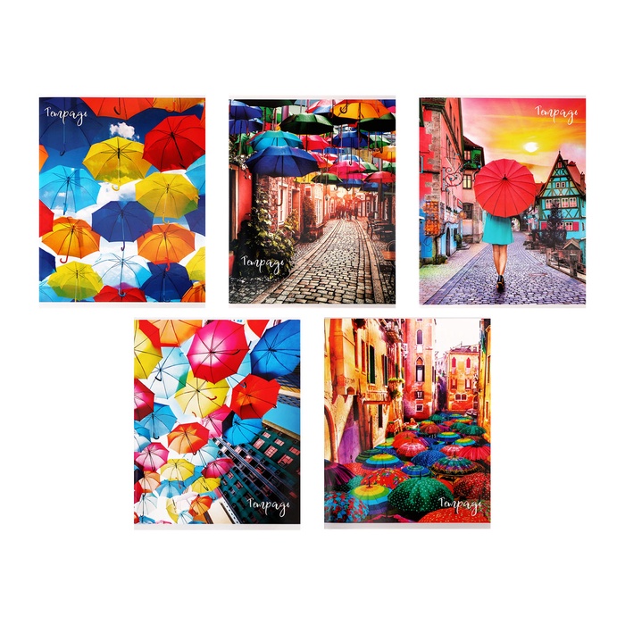 Тетрадь 48л кл Яркие зонты, обл мел карт,  5вид МИКС 3043766