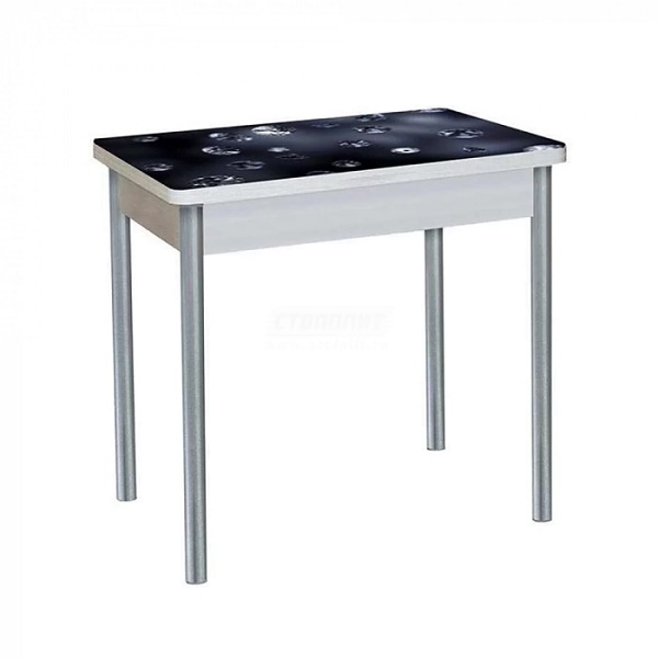 Стол Квинс КРИСТАЛЛЫ 800*580/1160/бетон белый / опора №2 сер