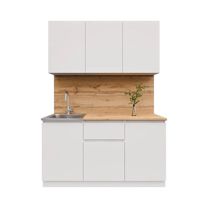 Кухня Лето 1,5м белый/белый/дуб вотан