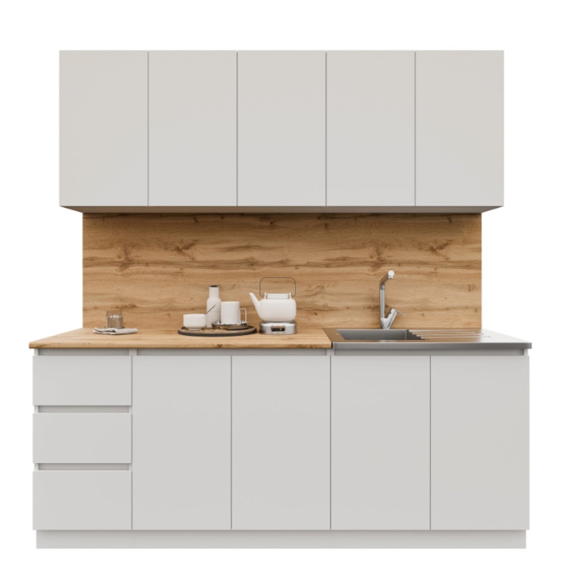 Кухня Лето 2,0м белый/белый/дуб вотан