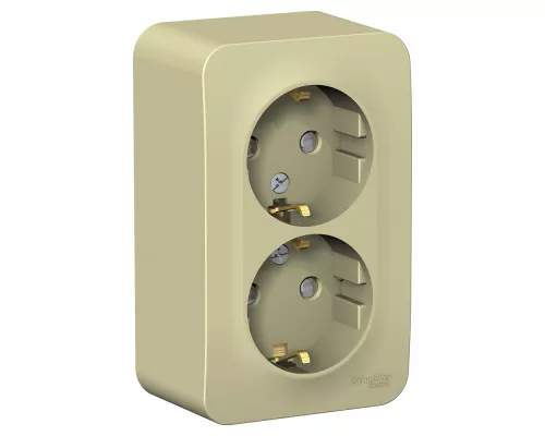 Розетка SE Blanca наруж Беж. 2-ая c/з со шторками 16А, 250В изолир. пластина