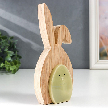 Сувенир "Зайчик зелёный" 15*3*7,4 см дерево, керамика   7374125