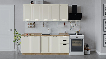 Набор д/кухни дл.200см Лорас ГН200_2 (Дуб крафт золотой/Холст брюле) + столешница Дуб Вотан