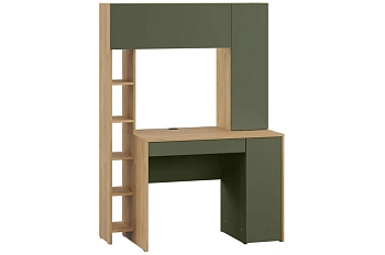 Стол компьютерный Комфорт 12.71 (Гикори Рокфорд Натуральный, КО86 PW, Дымчатый Зеленый К521) 