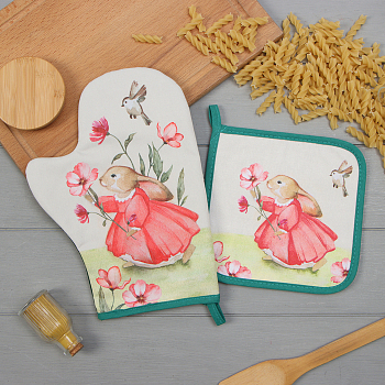 Набор кух. Этель "Кролик" варежка-прихватка 20*28см, прихватка 19*19см100% хл 9892078