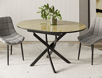 Стол обеденный Diamond Тип 3 (Черный муар/Бунратти глянец)