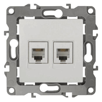 *Розетка телефонная двойная ЭРА 2XRJ11, IP20, Эра 12, медь