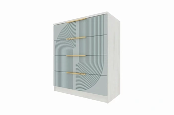 Комод Орион 4 ящ 934*800*440, Дуб Харбор белый/Шарли бриз МАТ 151/Зол. мет./Галактика