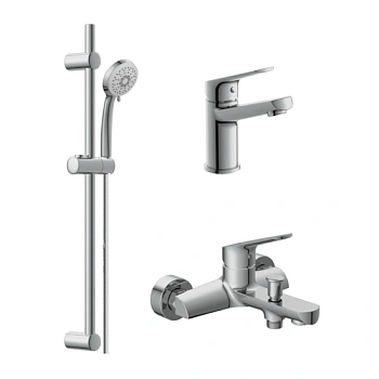 *Комплект для ванной 3 в 1: смеситель для раковины и ванны FLAVIS и душевой гарнитур VIB