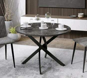 Стол обеденный Diamond Тип 2 (Черный муар/Ателье темный глянец)