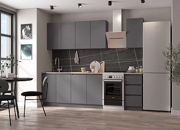 Кухня Лето 2,0м графит/графит/дуб вотан