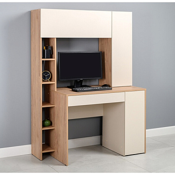 Стол компьютерный Комфорт 12.71 (Гикори Рокфорд Натуральный, КО86 PW, Сатин 7045 SU) 