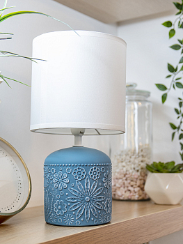 Светильник ЛЮЧИЯ 652 Инди настольный 40W E14 небесно-синий/белый