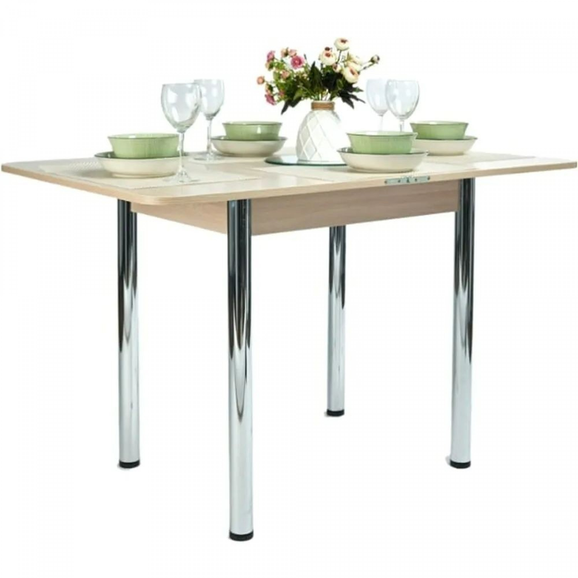 Стол обеденный Компакт 80*60 раскл. сосна /ХРОМ