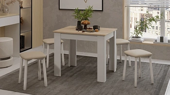Стол обеденный Тип 1 ПРОМО Белый/Дуб сонома свет. ТРИЯ