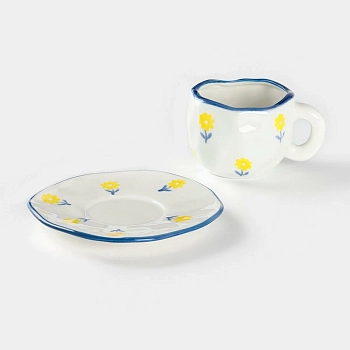 Чайная пара 220 мл "Одуванчик" ручная роспись, блюдце 16*1,5 кружка 12*9,5*7,5     10662995