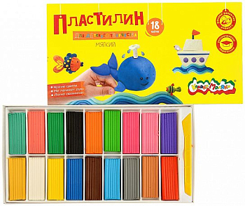 Пластилин мягкий Каляка-Маляка ДЛЯ ДЕТСКОГО ТВОРЧЕСТВА 18 цв. 270 г ассор. со стеком