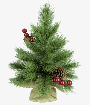 Ель искусственная Tiffany зеленая с инеем шишками и ягодами 0,30м 1020630