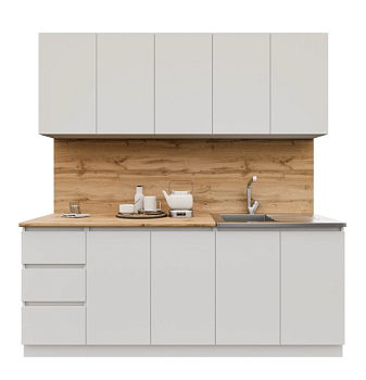 Кухня Лето 2,0м белый/белый/дуб вотан