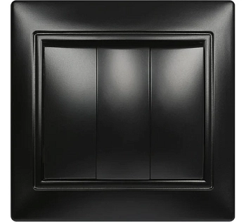 Выключатель 3-кл 10А черный "Венера" SBE-01b-10-SW3-0