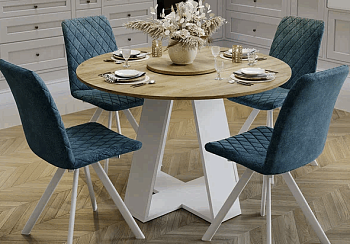 Стол обеденный Райнер Тип 1 Белый / Дуб крафт золотой